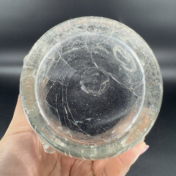 Vintage Clear Crackle Glads Ruffled Top Glass Vase Vessel Hand Blown Vase VTG - Picture 6 of 16